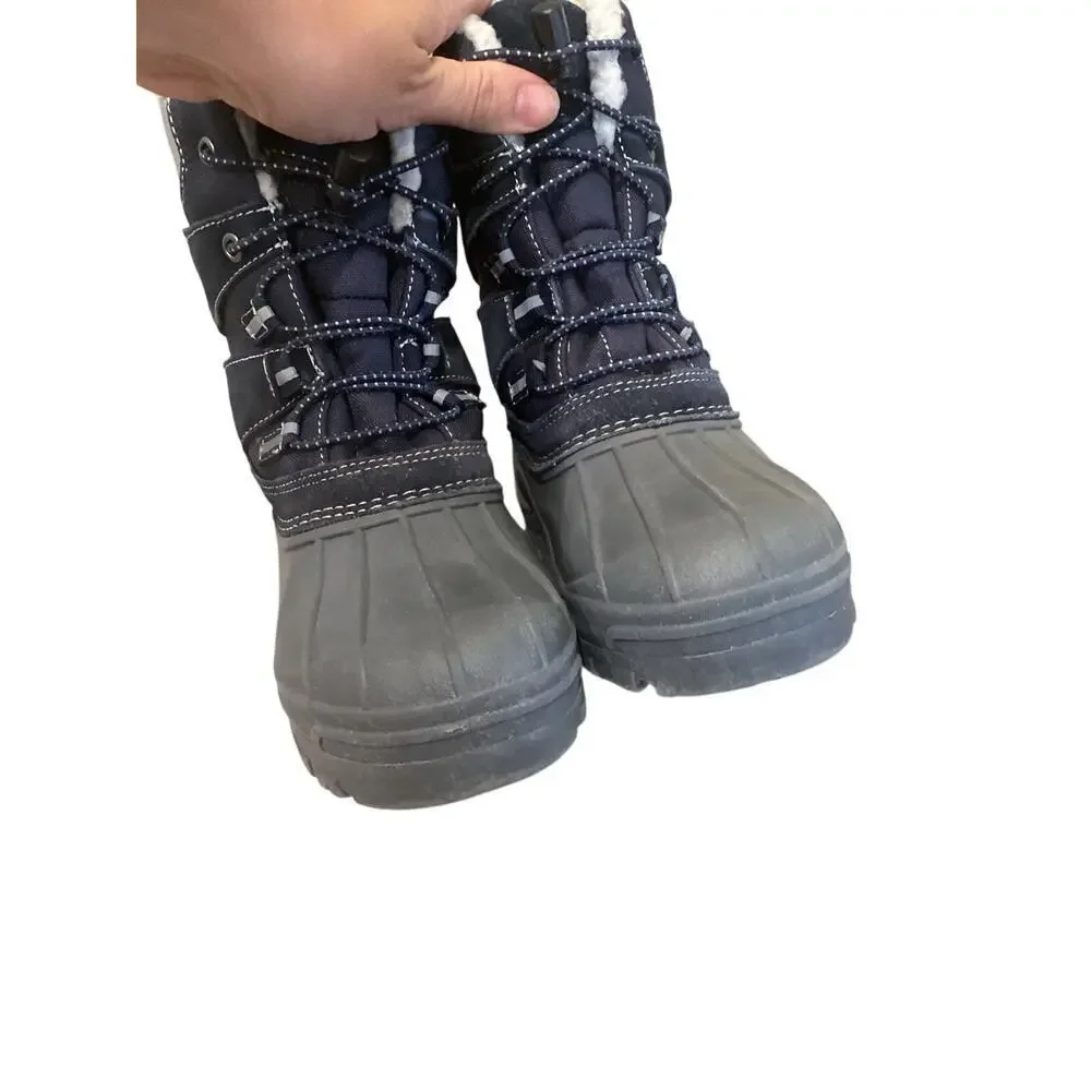 Lands’ End Kids Snow Boats Youth Sz US 3 EU 34 Navy Blue‎ Shearling Lined Winter